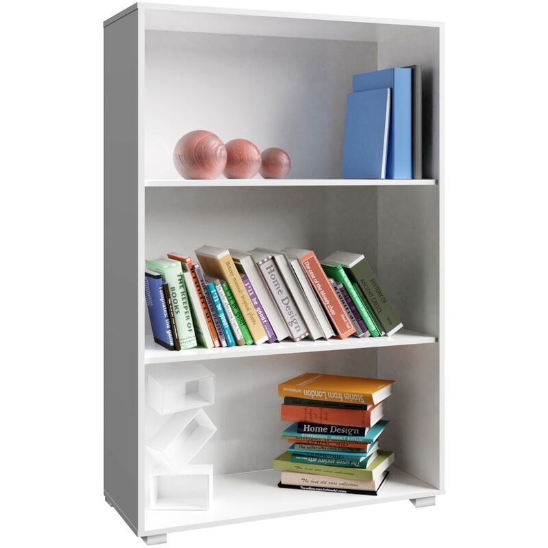 Deuba - casaria® Étagère bibliothèque Vela en mdf Meuble de rangement avec ou sans portes pour salon bureau chambre 3 compartiments Blanc