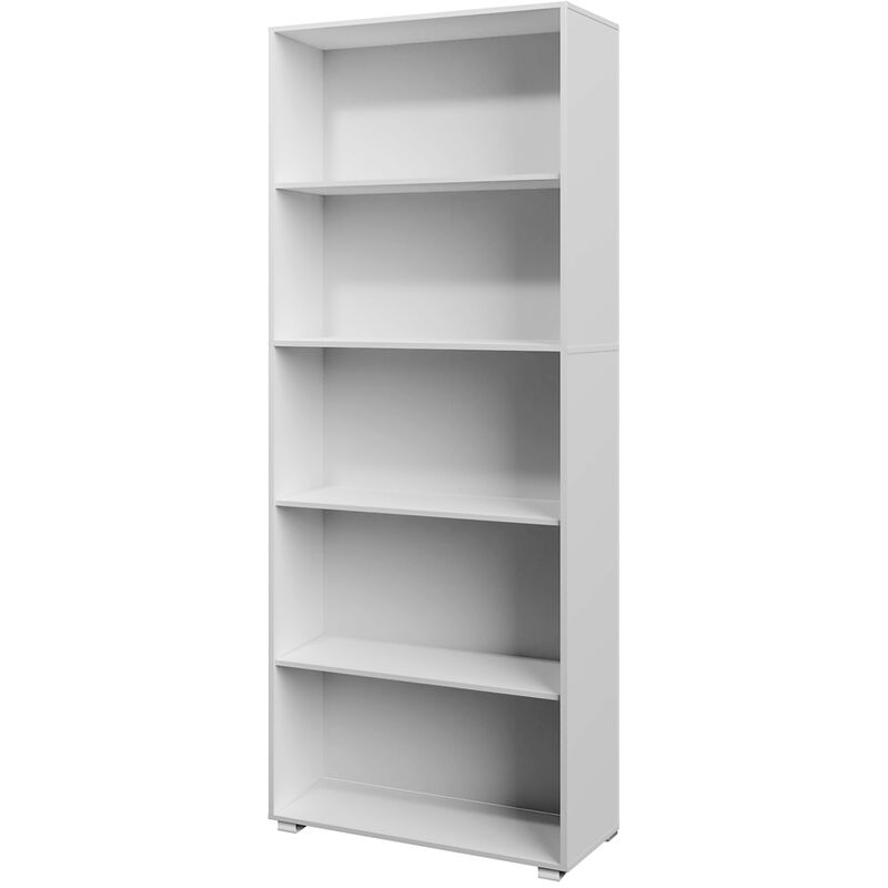 CASARIA® Étagère bibliothèque Vela en MDF Meuble de rangement avec ou sans portes pour salon bureau chambre 5 compartiments blanc
