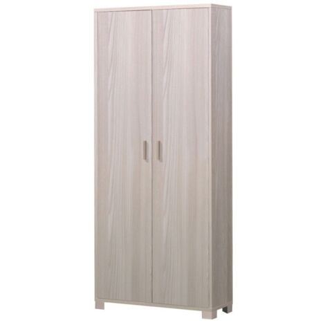 Armoire polyvalente mince à deux portes et huit étagères Light Elm 83x29x h190 cm