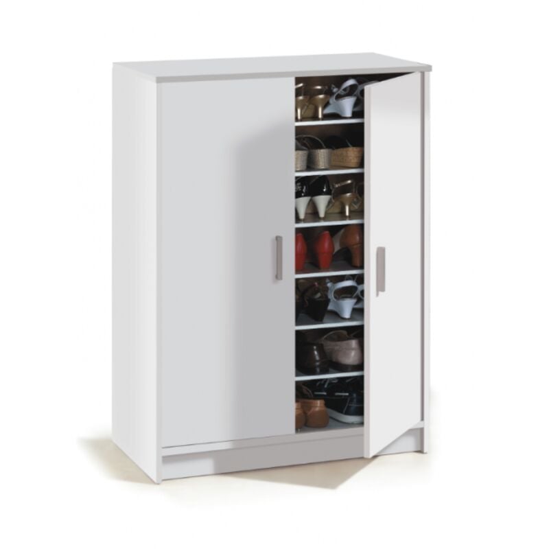 Altri - Meuble à chaussures 101 cm blanc mat avec 2 portes - Merano