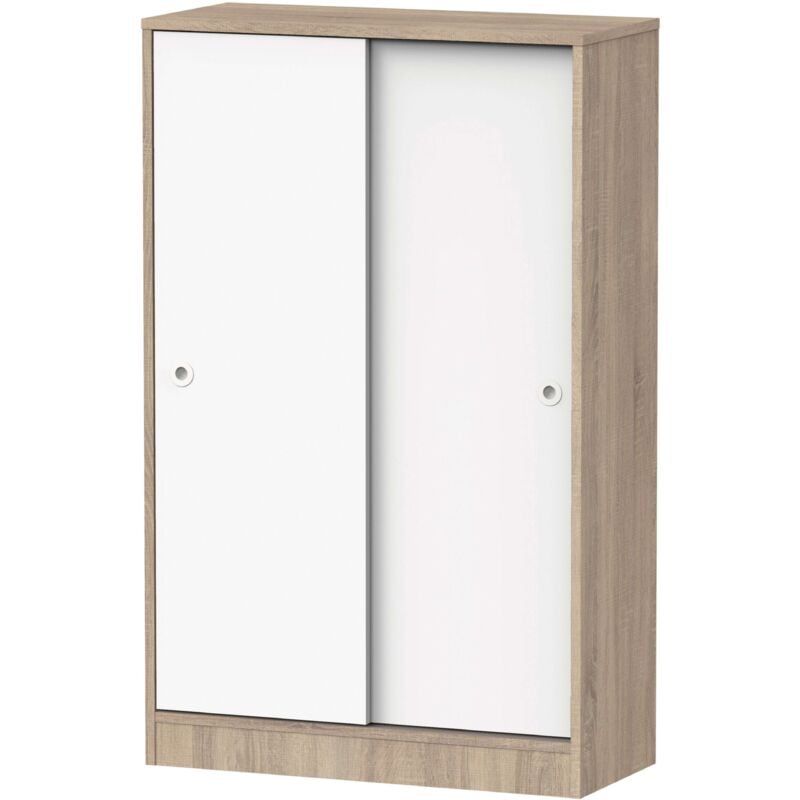Armoire Polyvalente sous 2 Portes Coulissantes Miroytengo Roble Cambrien et Blanc 74x33 cm