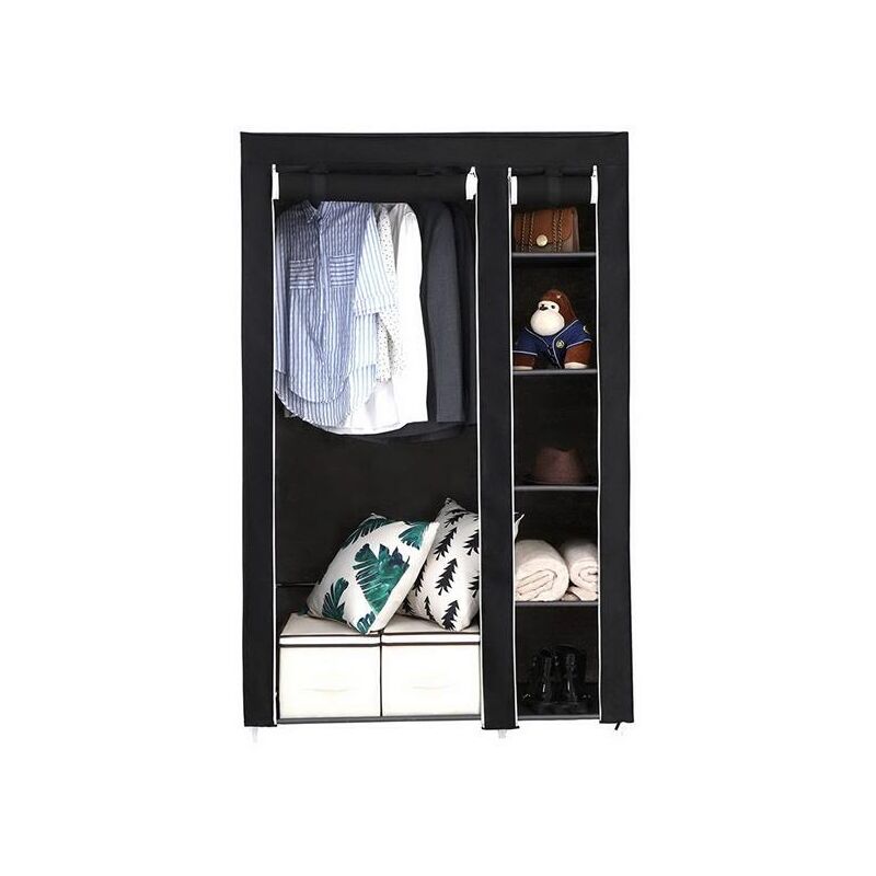Hoerfuriy - Armoire portative, armoire pliable, organisateur de rangement pour vêtements avec tringle de suspension, étagères, housse en tissu, pour