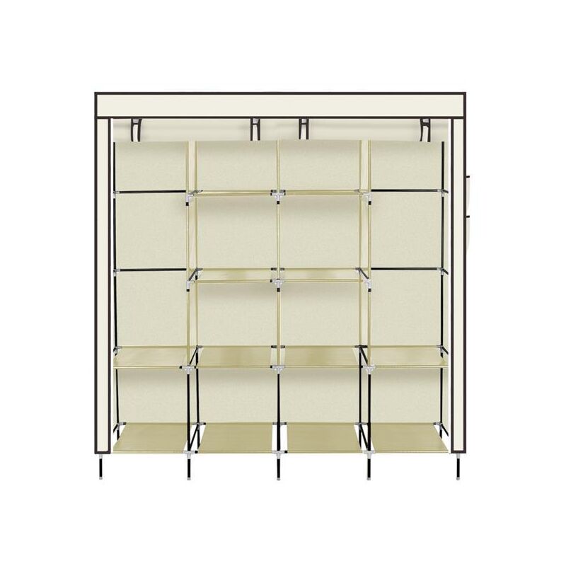 Armoire portative, armoire pliable,169.5 x 44 x 168.5/181.5cm,organisateur de rangement pour vêtements avec tringle de suspension, étagères, housse