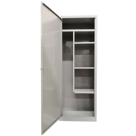 Armoire porte balai métallique 1 porte – Dimensions 60Lx40P cm – Rangement optimisé pour placards et garages – Kit à emboîtement – Grima - 60Lx40Px167H