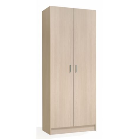 Armoire porte-balais 73x37x180h cm avec 2 portes chêne clair – Forlì