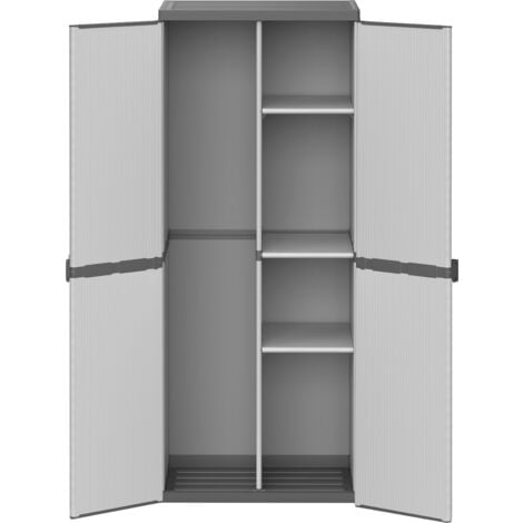 FRANKYSTAR Armoire porte-balais en résine 2 portes, étagères réglables (intérieur/extérieur) 68x40xH165 cm