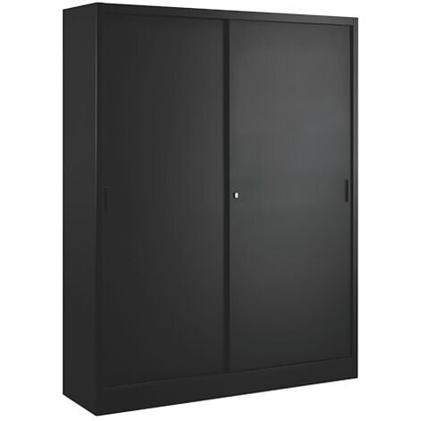 Armoire porte coulissante 200x160cm noir - Maxiburo