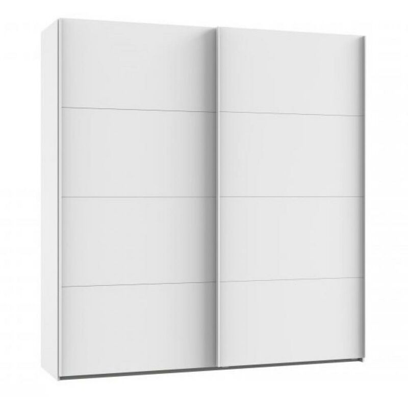 Inside75 - Armoire portes coulissantes ronna blanc poignées aluminium mat largeur 180 cm