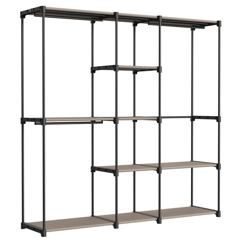 SONGMICS Armoire de Rangement, Penderie Pliable, Dressing, Armoire Métallique, avec Barres de Suspension, Porte-vêtements, pour Vestiaire, Chambre,