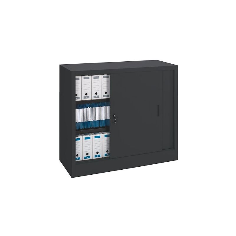 Armoire porte coulissante 105x120 noir - Maxiburo