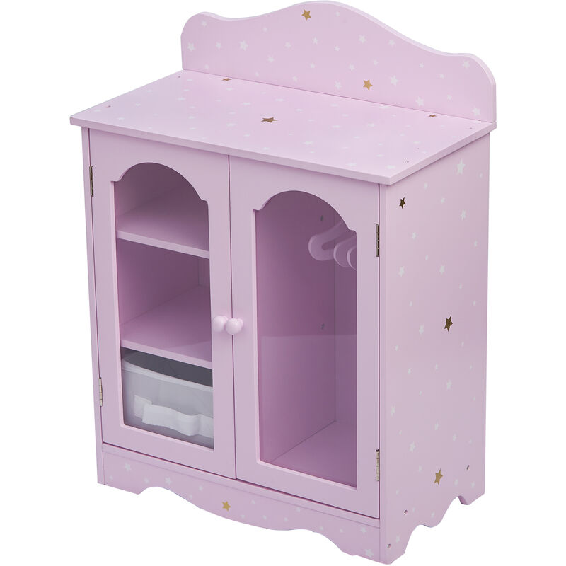 Armoire poupée poupon Twinkle Stars Princess penderie meuble bois jeux TD-0210AP - Violet