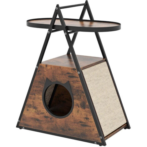 Armoire pour chat 3 en 1 maison pour chat table dappoint et table de chevet avec grotte pour chat et tapis a gratter