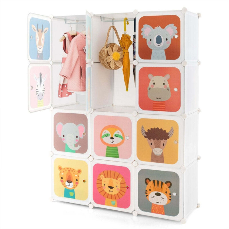 Armoire pour enfant avec 12 cubes blanche plastique