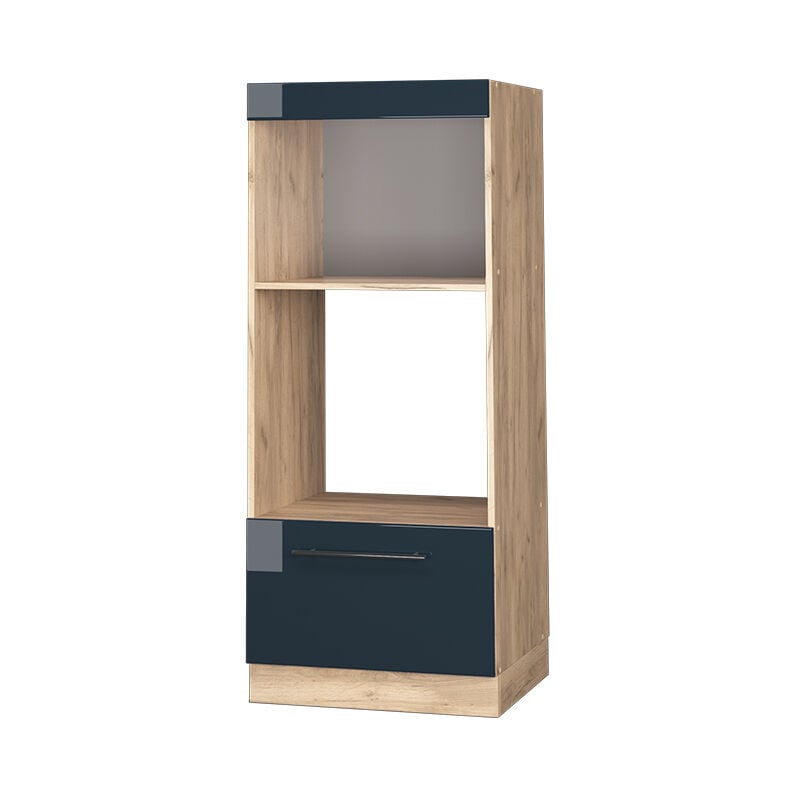 Armoire micro-ondes Fame-Line, Bleu foncé brillant, 60 cm ouvert Vicco
