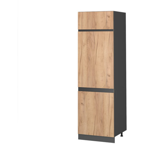 Armoire pour frigo R-Line, Chêne de force doré, 60 cm J-Shape, Vicco