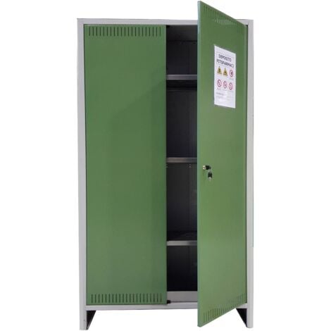 PROMETAL Armoire pour kit pesticides en tole galvanise'e avec double porte 100x40x179 cm avec bac de collecte et serrure a' cle'