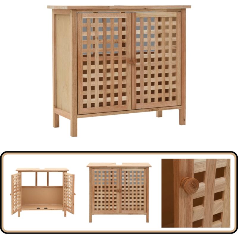 Armoire pour lavabo Bois de noyer massif 66x29x61 cm - Meuble De Salle De Bain - Armoire Lavabo - Meuble Rangement Salle De Bain - Commode Salle De