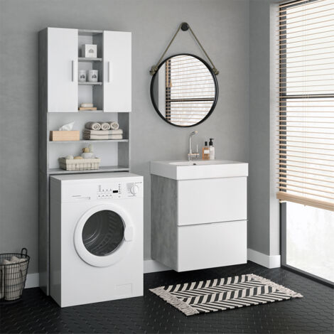 Armoire pour machine à laver Luis, Béton, 64x190cm, Vicco