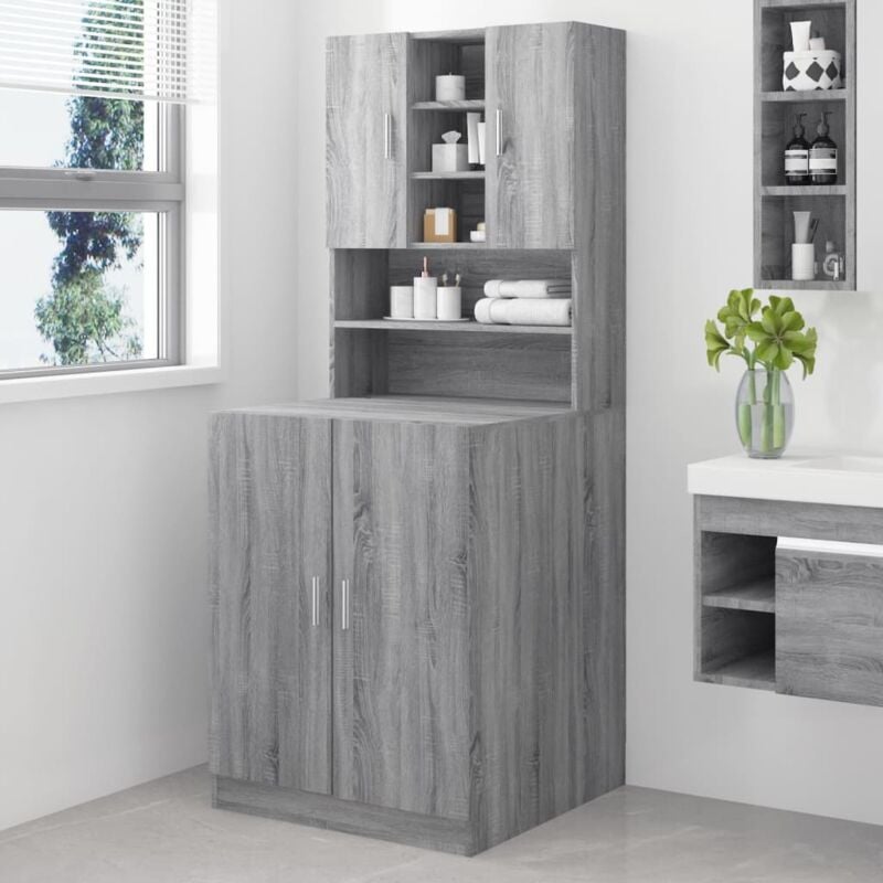 Armoire pour machine à laver Meuble pour wc Sonoma gris Bois d'ingénierie 38285