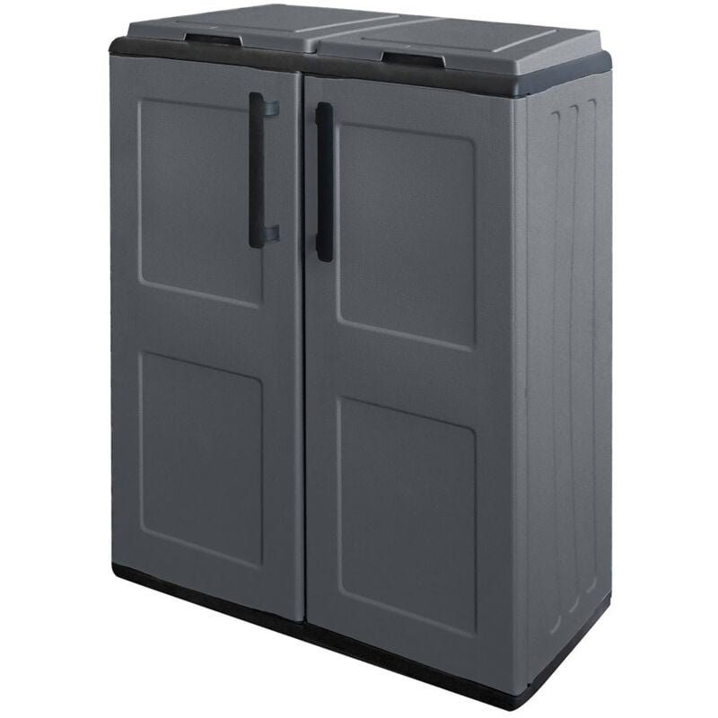 Poubelles de tri Selectif 2 Sacs Meuble mi- hauteur Dim 68 x 37 x 84cm 2 Anneaux de support de sac 2 Portes Intec