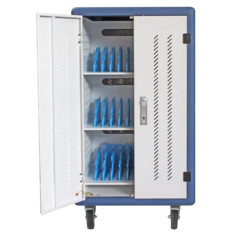 Phasak - Armoire rackable de de sécurité montée sur roulettes - 30 compartiments pour ordinateur portable - tablette et smartphone branco - bleu