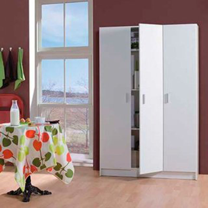 Armoire Rangement Nettoyage 3 Portes En Melamine Coloris Blanc Dim H180 X L108 8 X P37 Cm Pegane 27for 007143o