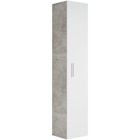 Armoire rangement Pluto - Badplaats - 150 cm Beton gris avec blanc