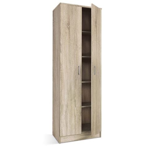 MEUBLORAMA Armoire REY – 2 portes – 80×180 cm – Chêne clair – Style scandinave