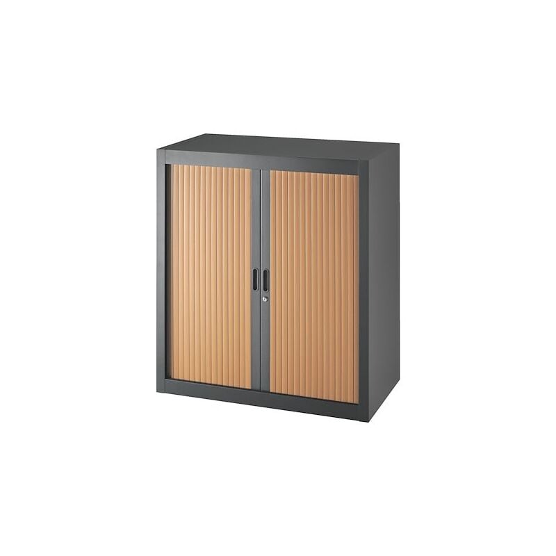 Sans Marque - Armoire à rideaux démontables Economique 100 x 90 cm noir-hêtre - Maxiburo