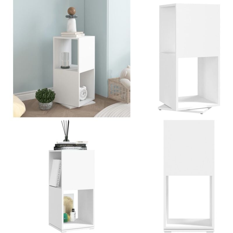 Armoire rotative Blanc 34,5x34,5x75,5 cm bois d'ingénierie - Bibliothèque Blanche - Bibliothèque Tournante - Étagère Rotative - Meubles De Rangement