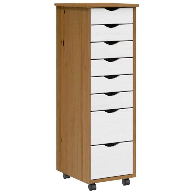 Vidaxl - Armoire roulante avec tiroirs moss bois de pin marron miel