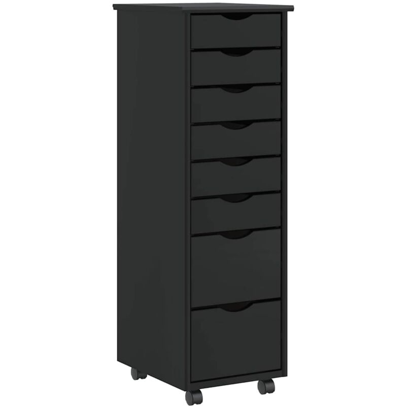 Vidaxl - Armoire roulante avec tiroirs moss noir bois de pin solide