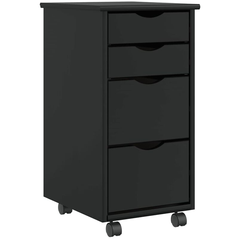 Vidaxl - Armoire roulante avec tiroirs moss noir bois de pin solide