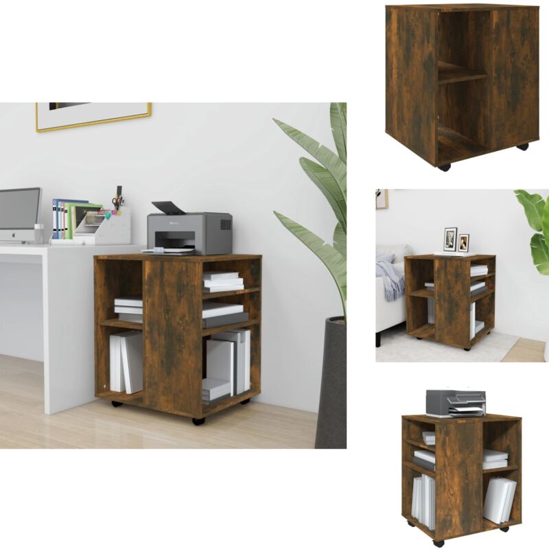 Vidaxl - Armoire roulante Chêne fumé 60x53x72 cm Bois d'ingénierie - Meuble De Rangement - Armoire Sur Roulette - Armoire Bureau - Meuble Design