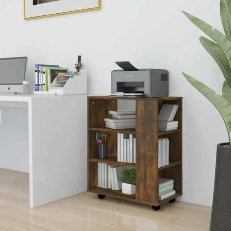 Armoire roulante-Meuble de rangement mobile Chêne fumé 60x35x75 cm Bois d'ingénierie 527451