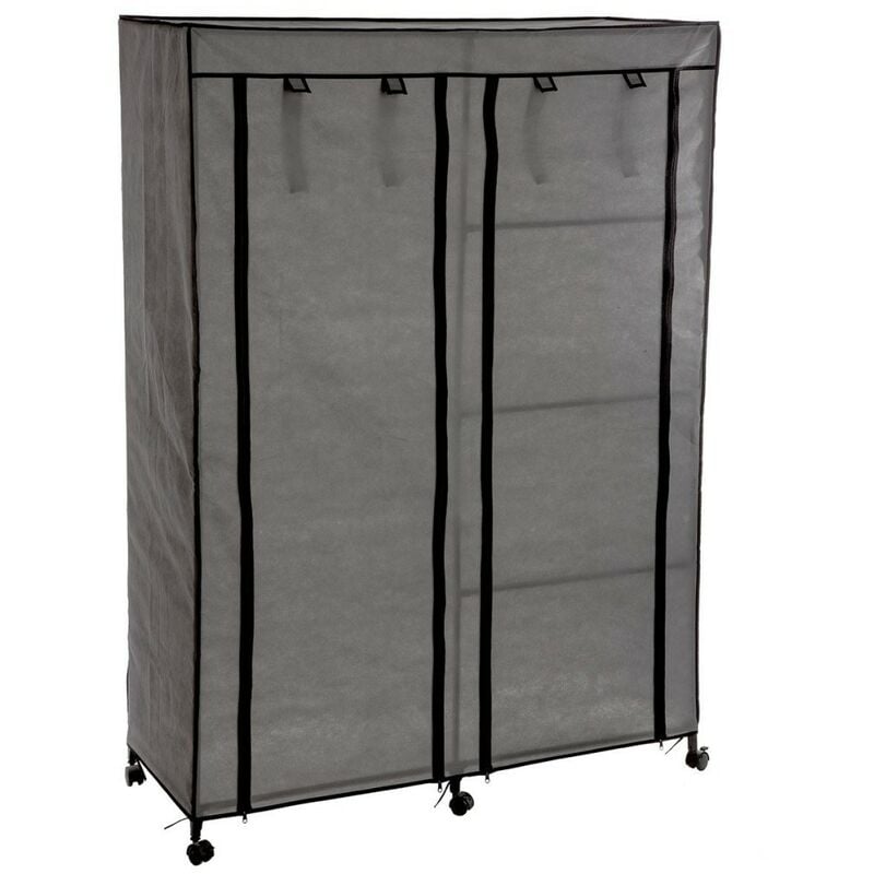 Armoire roulettes 1 penderie 5 étagères