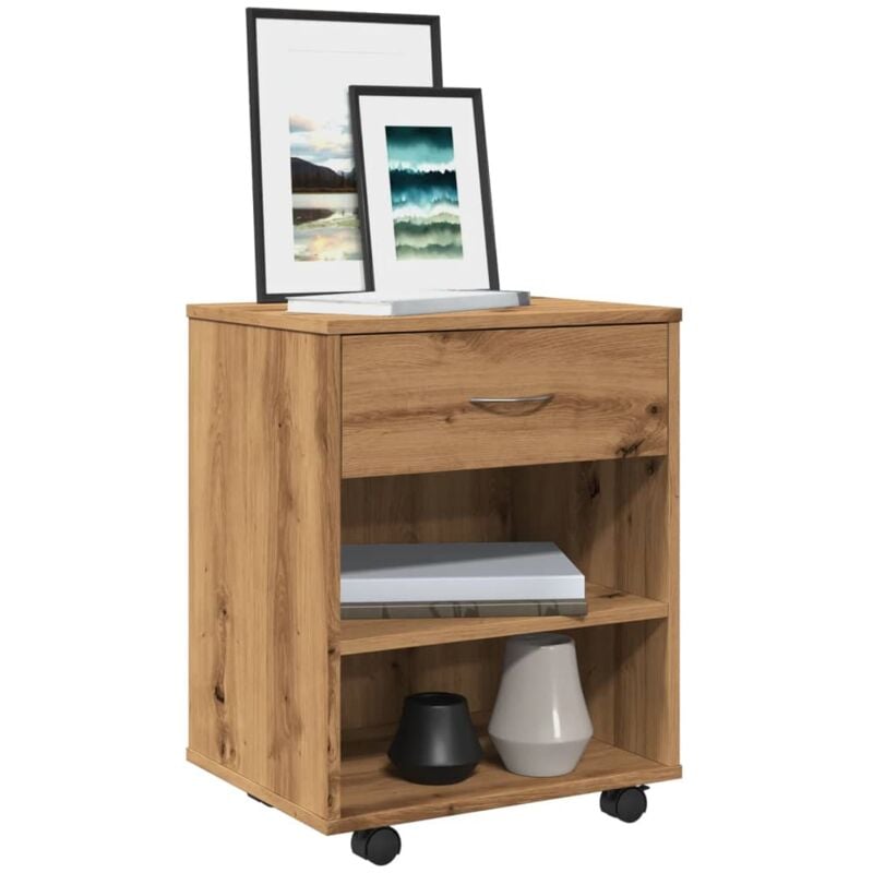 Armoire roulante chêne artisanal 46x36x59 cm bois d'ingénierie Vidaxl