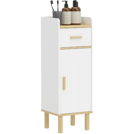 Armoire salle bain étroite étagère réglable blanche