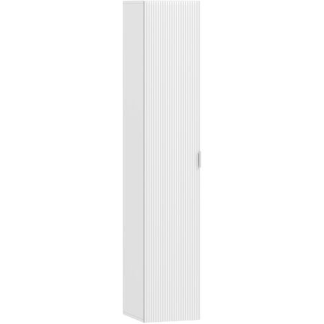 Armoire salle bain suspendue colonnes étagères réglables fermeture douce 30x31,5x160 cm blanc