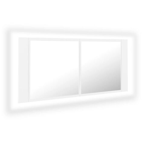 Armoire salle de bain à miroir LED Armoire de Toilette,Design magnifique Blanc 100x12x45 cm Acrylique -27866