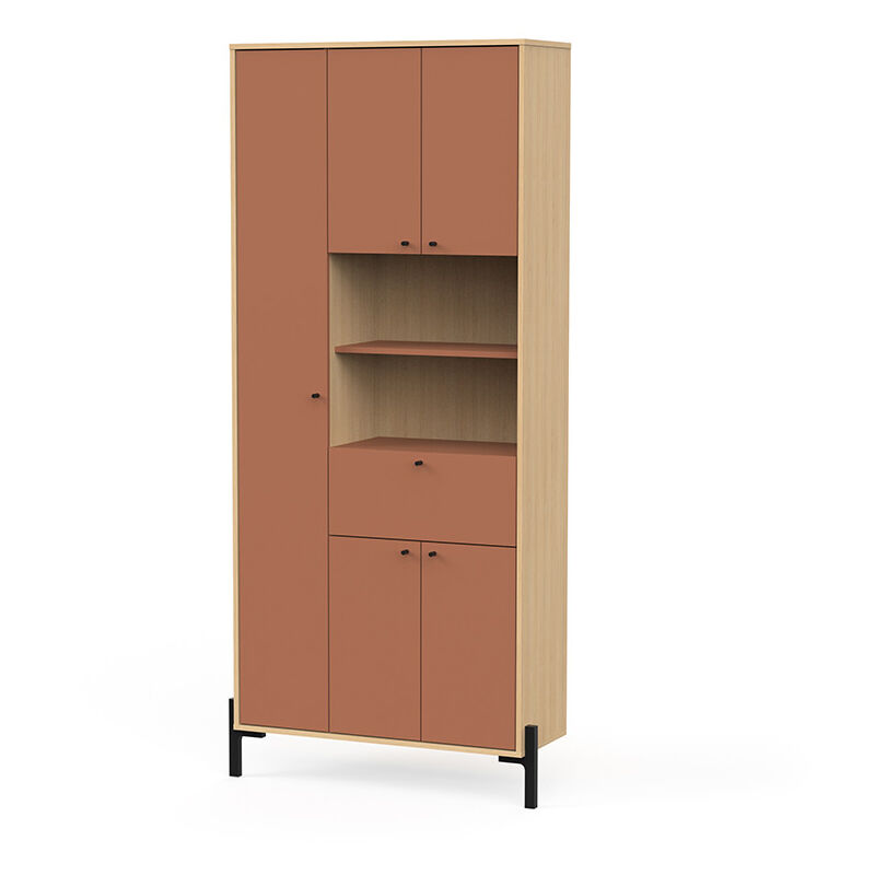 Armoire salle de bain avec miroir 5 portes abricot Elisa