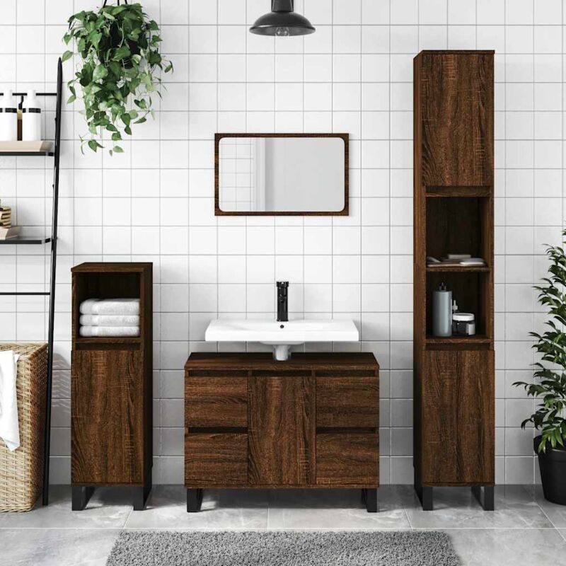 Vidaxl - Armoire salle de bain chêne marron 80x33x60cm bois d'ingénierie
