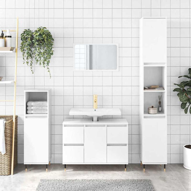 Armoire de salle de bain blanc brillant 80x33x60 cm