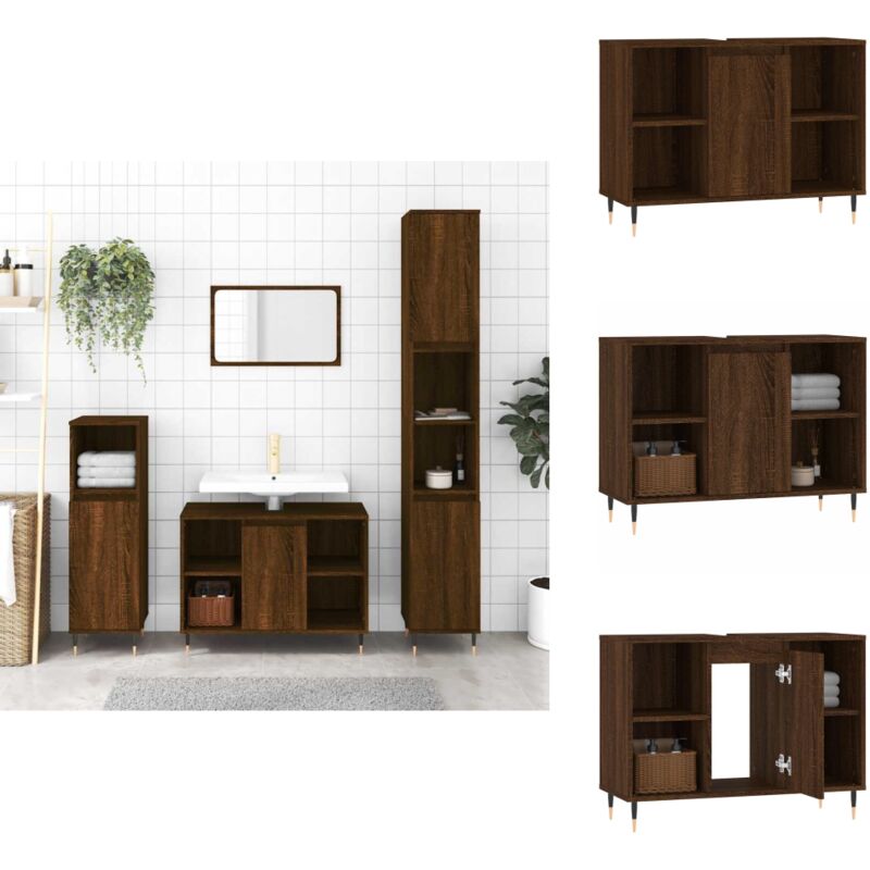 Vidaxl - Armoire salle de bain chêne marron 80x33x60cm bois d'ingénierie - Meuble De Salle De Bain - Armoire De Salle De Bain - Rangement Salle De