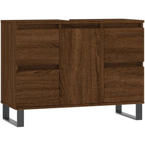Armoire salle de bain chêne marron 80x33x60cm bois d'ingénierie vidaXL