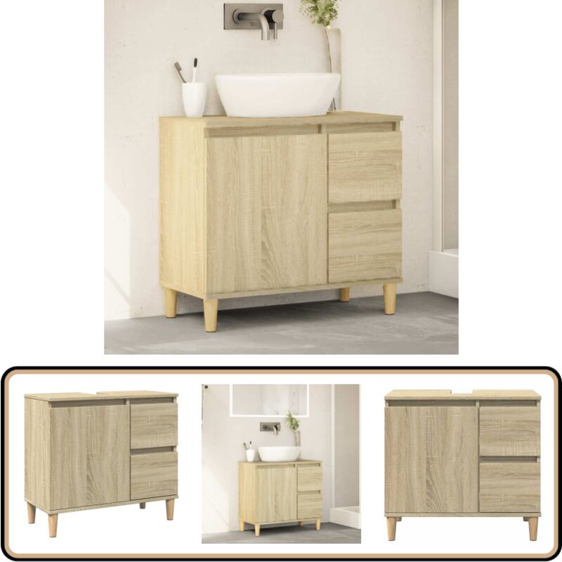 Vidaxl - Armoire salle de bain chêne sonoma 65x33x60 cm - Meuble De Salle De Bain - Armoire De Salle De Bain - Rangement Salle De Bain - Commode
