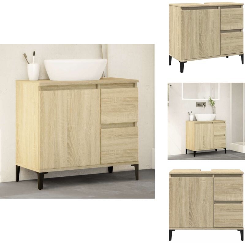 Vidaxl - Armoire salle de bain chêne sonoma 65x33x60 cm - Meuble De Salle De Bain - Armoire Salle De Bain - Rangement Salle De Bain - Commode Salle