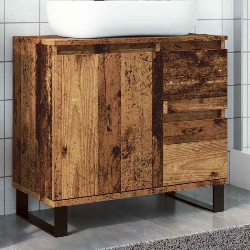 Vidaxl - Armoire de lavabo de salle de bain vieux bois 65x33x60 cm
