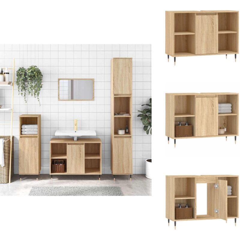 Vidaxl - Armoire salle de bain chêne sonoma 80x33x60cm bois d'ingénierie - Meuble De Salle De Bain - Armoire De Salle De Bain - Rangement Salle De