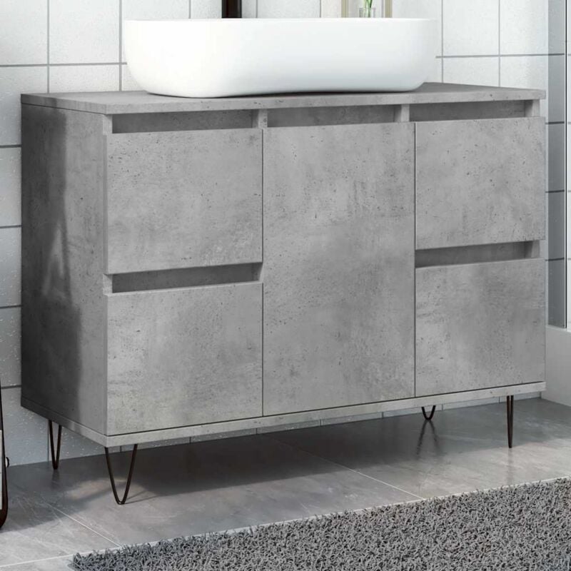 Armoire salle de bain gris béton 80x33x60cm bois d'ingénierie vidaXL